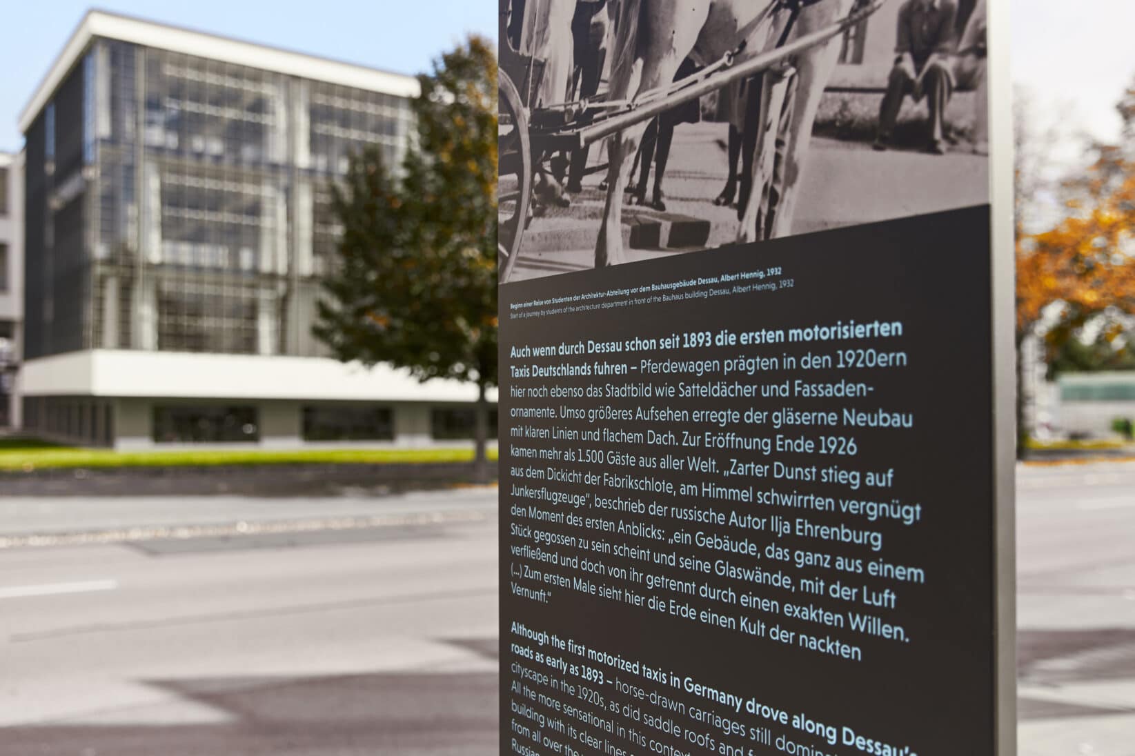 Dessau-Rosslau Signage Stele am Bauhausgebaeude Story